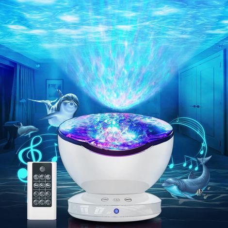 LED-Projektorlampe mit Meereswellen-Simulation, Kindernachtlicht mit 8 Farbmodi, 6 Musiktönen, Fernbedienung, Timer, Nachttischlampe für die Babyzimmerdekoration (1/5)