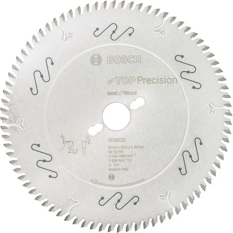Lame de scie circulaire Top Precision, idéale pour le bois, 250 x 30 x 3,2 mm, 80
