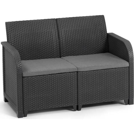 Allibert by KETER - Sanremo - canape de jardin - en resine aspect rotin tresse - gris graphite (1/5)
