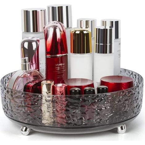 Organizador de maquillaje giratorio de 360°,Bandeja giratoria de 28 cm para guardar perfumes,la cómoda y el baño (gris) (1/5)