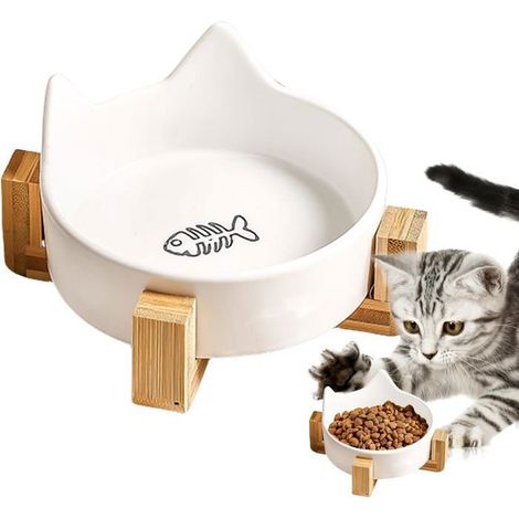 Gamelle surélevée en céramique pour chat - Gamelle inclinée antidérapante pour chat - Gamelle orthopédique pour chat (multicolore) (1/5)