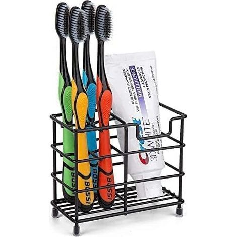 Porte-brosse à dents en acier inoxydable, petit support ventilé anti-moisissure pour brosse à dents, support de dentifrice en métal antibactérien (1/5)