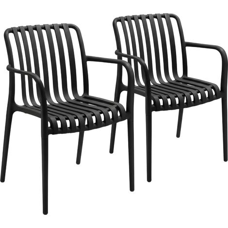 Pack de 2 Sillas Apilables de Exterior con Reposabrazos Kaia en P