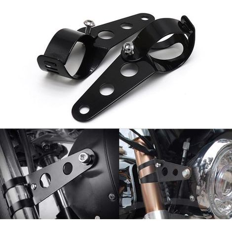 Universal 38mm bis 51mm Motorrad Scheinwerfer Halterung Halter Clip Schwarz