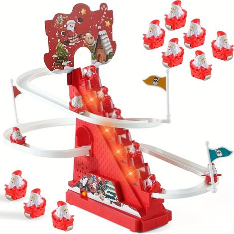 Toboggan électrique avec échelle et mini-voiture, thème Père Noël, jouet éducatif et puzzle (1/5)