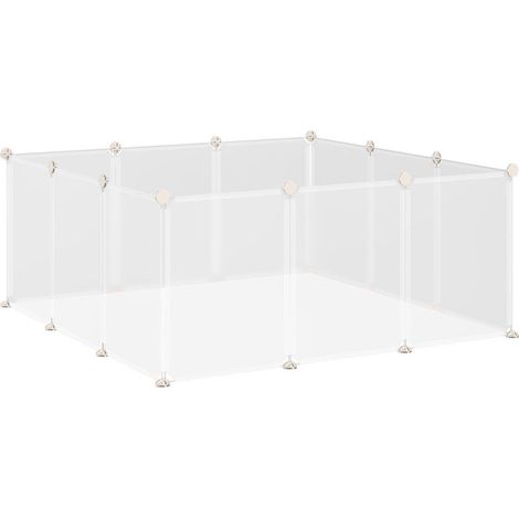 Enclos parc modulable pour petits animaux 12 panneaux pour chiot, cochon 105 x 105 x 45 cm blanc (1/5)