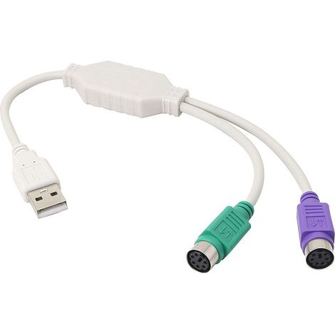 Adaptateur Ps2 Vers Usb - 2 Prises Femelles Ps2 Clavier Et Souris - Compatible Kvm Switch - Câble Adaptateur Usb 2.0 - 1 Pièce (1/5)