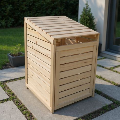 Caja de madera para basura (tapa para basura)