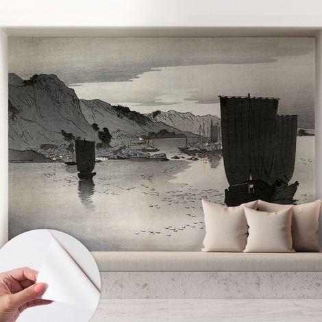 Papier peint adhésif décoratif avec colle pour salon chambre et bureau Installation rapide Baie au crépuscule 208x146 cm (1/5)