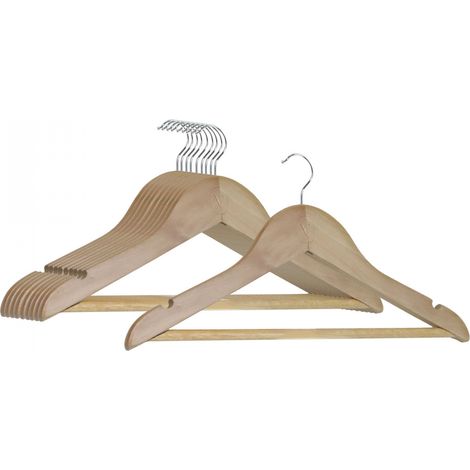 Lot de 10 cintres 32.5 cm pour vêtements enfant avec crochet pivotant à 360° - Bois clair - Vivezen (1/5)