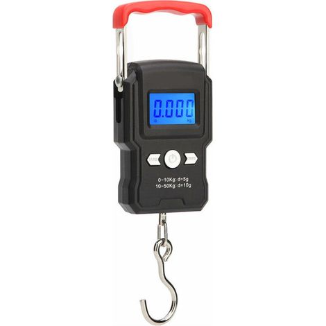 50-kg-Hängewaage mit Haken – Doppelte Präzision – Blaue LCD-Hintergrundbeleuchtung – Tara-Funktion und automatische Abschaltung (1/5)