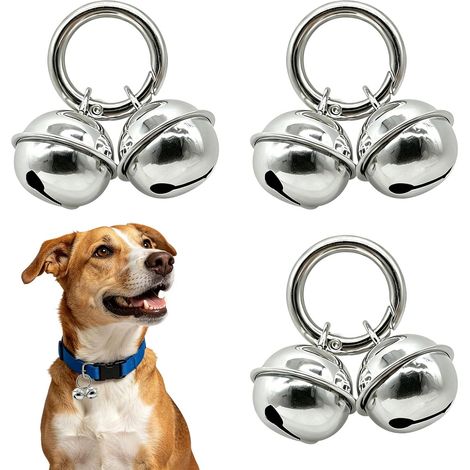 3 Clochettes pour Chat et Chien avec Anneau Ressort, Cloches Animaux de Compagnie pour Dressage Harnais, Cloches Animal de Compagnie, Argent, pour Chiens et Chats (1/5)