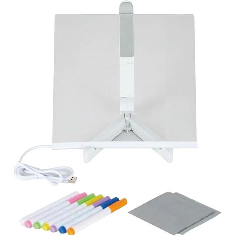 Carte de note acrylique Tableau blanc d'éclairage, tableau de service de bureau LED , tableau blanc de bureau, conseils de mémo domestiques avec support (1/5)