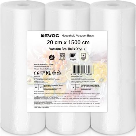 Rouleau sous Vide de 20x1500cm Film sous Vide Alimentaire sans BPA, Film pour Machine sous Vide la Conservation la Préparation des Aliments, Compatible avec Toutes Les Machines sous Vide (1/5)