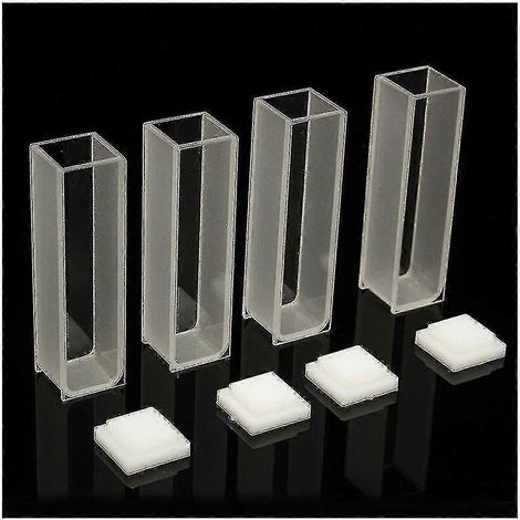 2024 4 cuvettes visibles 3,5 ml 10 mm en quartz/verre pour spectromètre micro-optique en verre
