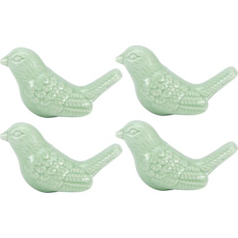 Lot de 4 poignées en céramique en forme d'oiseau pour portes, tiroirs et placards (accessoires de meubles, vert) (1/5)