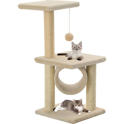vidaXL Cat Tree with Sisal Scratching Posts 65 cm Beige