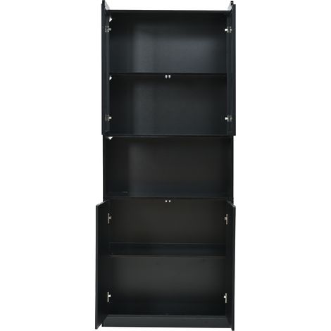 Vetrina a 2 pezzi con LED, mobile alto in truciolato e vetri temperati, nero 160x35x200 cm (1/5)