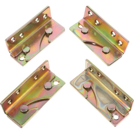 4 Paires Supports de Barrière de Lit Robustes sans Mortaise Fixations pour Cadres de Lit Bois Réparation de Têtes Accessoires (1/5)