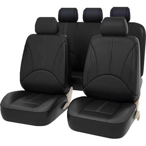 9 Pièces Housses de Siège Avant et Arrière, Ensemble complet de Voiture Imperméables Cuir, Housses De Siège De Voiture En Cuir Anti-Poussière Respirant Housses De Siège Ensemble Complet (1/5)