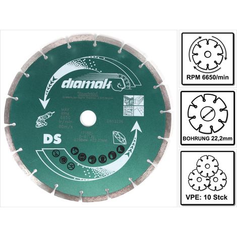 Ensemble de 10 disques diamantés segments pour béton 230mm Makita D-61145-10 (1/5)