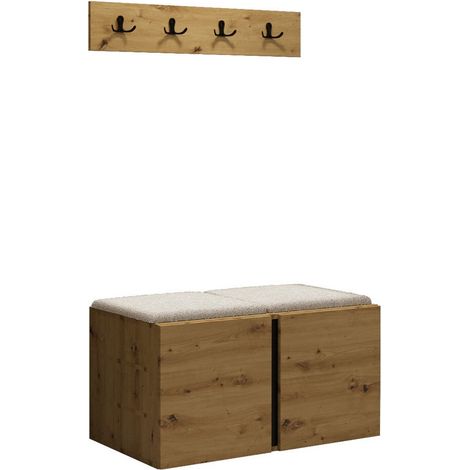 Conjunto para recibidor Pinis VI, Roble Artisan, 0x0x0cm, Aglomerado laminado, Tapiz, Montada en la pared, Colocada (1/5)
