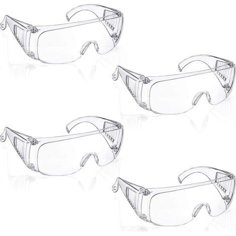 Xinlon 4 Paires Lunette Protection, Lunettes de Sécurité Transparentes, Lunettes de Protection la Sécurité en Laboratoire, Lunettes de Sécurité (1/5)