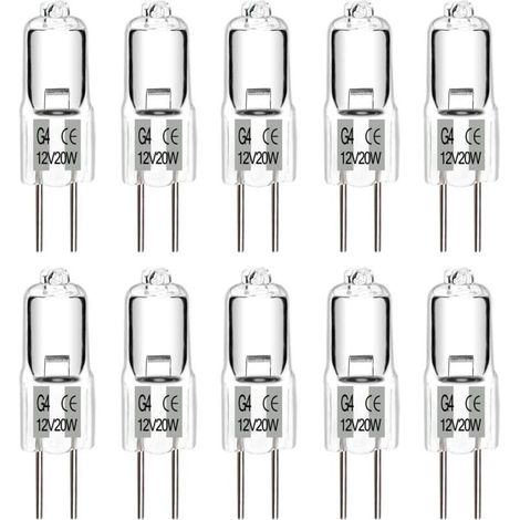 10 Pièces Ampoules Halogènes G4, Ampoule G4 Blanc Chaud 12V 20W, Capsule Transparente, Pour Lustre, Placards, Plafonnie (1/4)