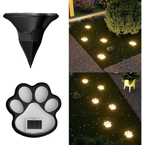 Set di 4 lampade solari a LED a forma di zampe di cane per i prati, viali di accesso, al di fuori, per gli amanti dei cani (1/5)