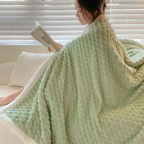 Plaid Polaire Sherpa 200x230cm,Vert Couverture en Flanelle épaisse Couche et Confortable, Plaid Canape Fourrure Jeté de Canapé (1/5)
