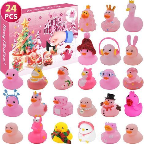 Calendrier de L'avent 2024, Compte à Rebours de Noël de 24 Jours avec 24 Pièces Canards en Caoutchouc Bain Amusants en Forme de Canard pour Enfants de 3 à 9 Ans Noël Cadeaux Fêtes Décoration (1/5)
