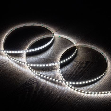Tira LED 24V SMD 120 LED/m 5m 10W/m 1000lm/m Ancho 8mm Corte 5cm IP20 6000K Blanco Frío