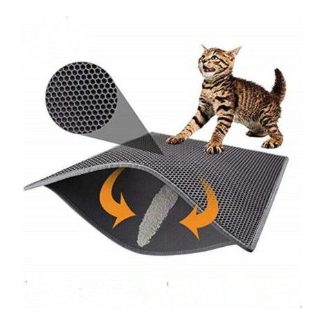 Tapis de litière pour Chat, Pliable Double Couche Nid d'abeille étanche Chat Mangeoire Tapis de Protection de Sol et Tapis Facile à Nettoyer (40 50cm) (1/4)