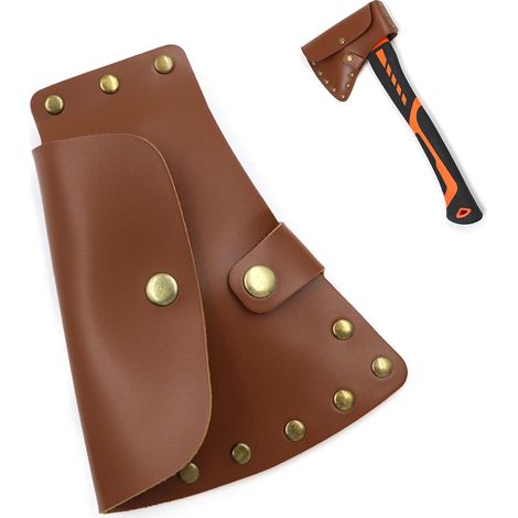 Gaine de Hachette en Cuir, Fourreau De Hache Housse De Protection pour Fourreau, Manchon De Hache en Cuir, Couvre-tête de hachette, Gaine de Hache pour l'Extérieur,Camping, Randonnées (B) (1/5)