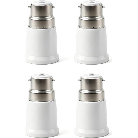 Lot De 4 Adaptateurs De Douille B22 Vers E27, Convertisseur Baïonnette À Vis, Pour Ampoules LED, CFL Et Halogènes, Support Ignifuge Pour Éclairage Domestique Et Commercial (1/4)