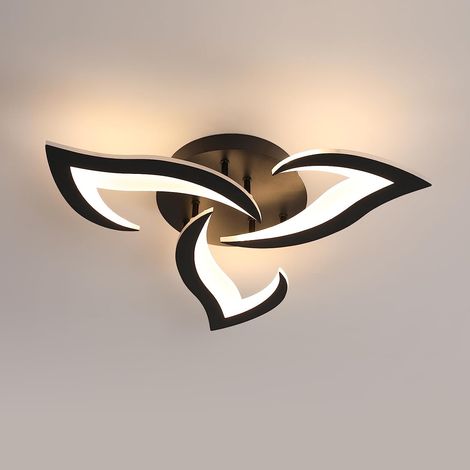 GOECO LED ceiling light, 36W 3060LM Modern ceiling light, acrylic LED ceiling lamp 3 lights for living room kitchen bedroom dia 58cm (black) warm white 3000k light