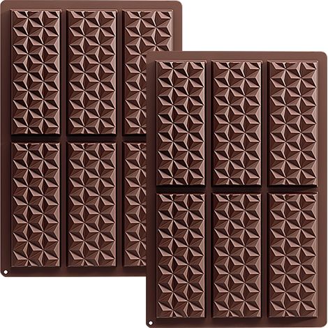 Lot de 2 Moules à Chocolat en Silicone pour 6 Cavités, Moule Tablette Chocolat, Antiadhésifs Moule Silicone Chocolat pour Faire du Chocolat, Gaufres, Gelée(Diamant) (1/5)