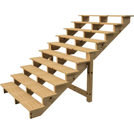 Berlin Escalier extérieur bois 10 marches H 173cm L-160cm