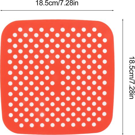 Ortviai Tapis en Silicone Réutilisables pour Friteuse à Air – 4 Pièces (2 Rouges + 2 Noires), 18,5 cm, Antiadhésif et Lavable au Lave-vaisselle (1/4)