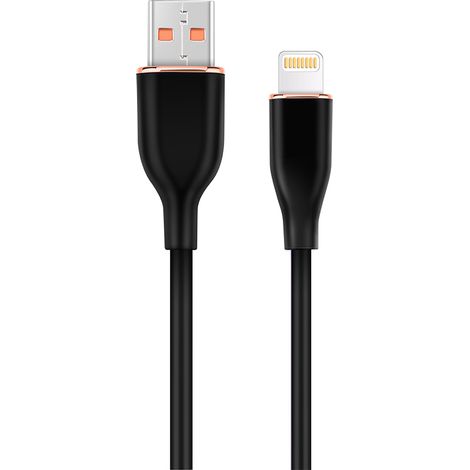 Cable de carga y datos de silicona premium de 8 clavijas, 1,5 m, negro