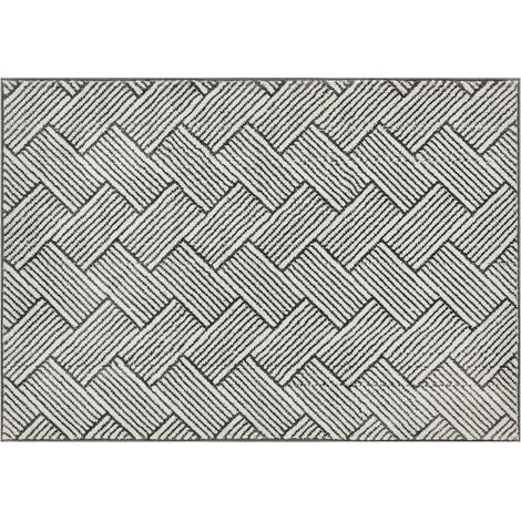 Tapis salon 200 x 140 cm poils courts lavable en machine hypoallergénique pour salon, chambre à coucher, bureau, gris