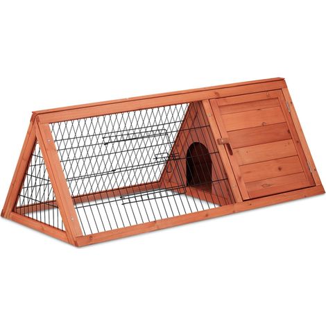 Clapier à lapin avec enclos extérieur intérieur 80 x 50 x 50 cm facile d'accès compacte en bois naturel (1/5)