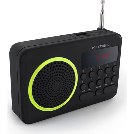 Radio portable FM MP3 avec ports USB/micro SD - noir et vert (1/2)