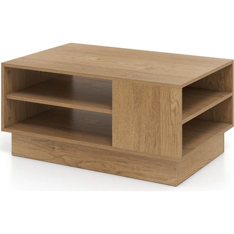 Mesa de centro rectangular multifuncional 86 x 56 x 41 cm con práctico almacenaje y moderno acabado en madera natural 200013790