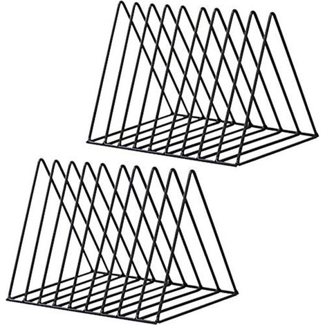 2 pcs Porte-revues en Fer, étagère de Rangement Multifonction Triangulaire pour Bureau, bibliothèques (Noir)