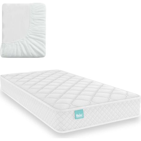 Nalui Colchón Cuna 70x140x12cm Blanco Baby One ±12cm + Protector Tencel Certificado Oeko-Tex® Hecho en España