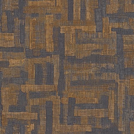 Ethno Tapete Profhome 782044 heißgeprägte Vliestapete strukturiert in Textiloptik matt anthrazit schwarz-grau beige-braun 5,33 m2