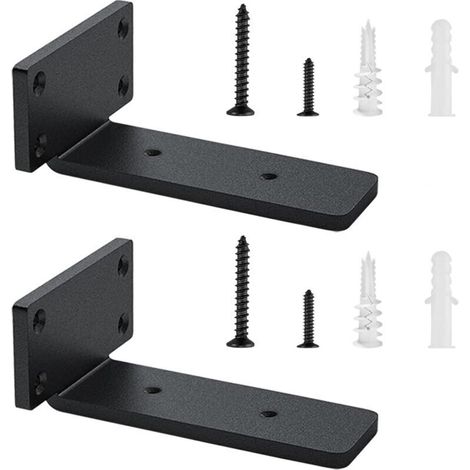 Lot de 2 Supports d'étagère Flottants de 15cm, Supportsd'étagère Robustes pour Étagères, Supports D'Étagère Industriels Avec Vis Assorties Équerre Étagère, Capacité de Charge de 75 Kg (Noire)