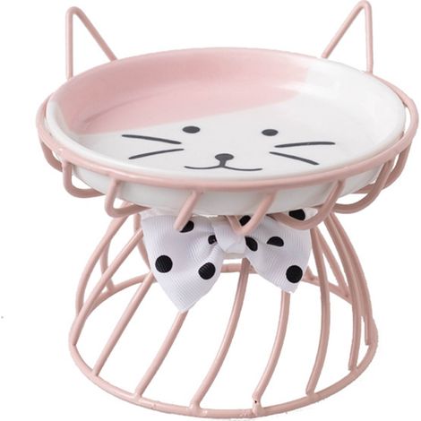Gamelle pour chat en céramique à haut rebord, peu profonde et de grand diamètre, à fond plat. (1/5)