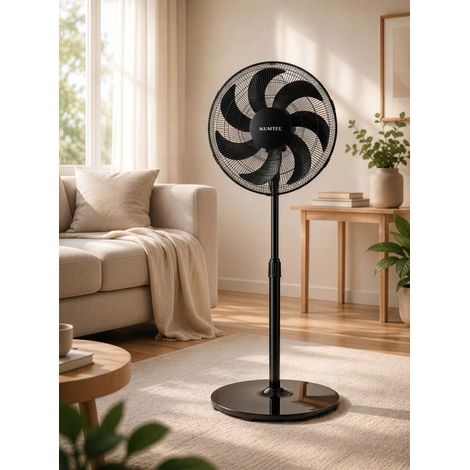 Ventilateur Puissant Noir 50W 130cm Réglable en Hauteur 7 Pales 3 Vitesses Silencieux Moteur en Cuivre Efficace (1/5)
